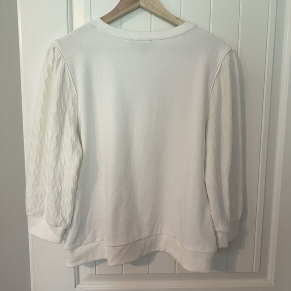 NEW Nautica Jeans Ivory Sweatshirt Women’s Size Large Cottage Core Msrp $69 - Picture 6 of 7